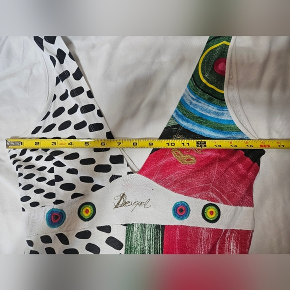 Desigual Patchwork Cotton Mini Dress Size 6 Boho Art Print Embroidered - Picture 9 of 11